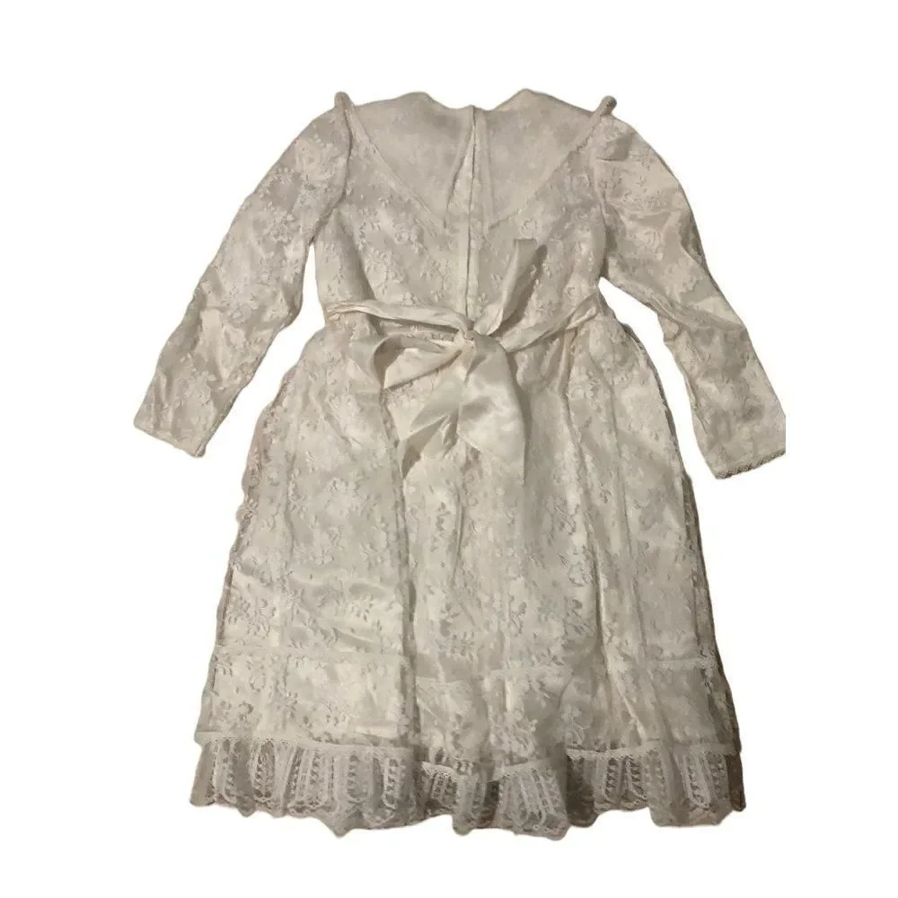 Gunne Sax Jessica McClintock Girl Dress Overlay Lace Baptism Communion Cottage 6